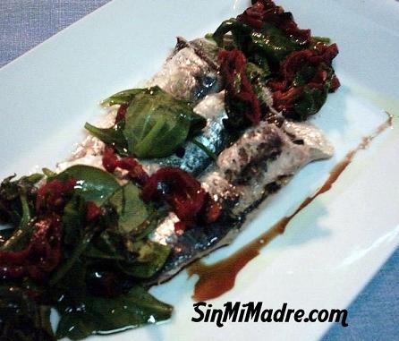 lomos de sardina con verduras